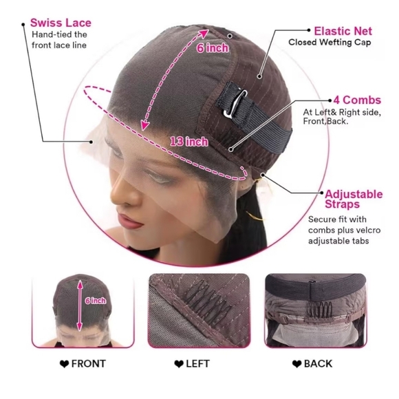 16" Deep Wave 100% Human Hair 13x6 Glueless Lace Front Wig Free Part New - Picture 4 of 13